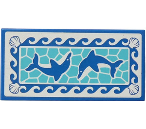 LEGO Tile 2 x 4 with Dolphins, Waves and Shells Sticker (87079)