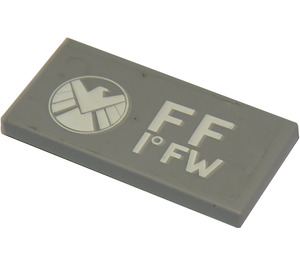 LEGO Tile 2 x 4 with FF 1° FW and SHIELD Logo (Left) Sticker (87079)