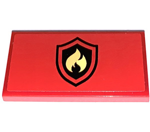 LEGO Tile 2 x 4 with Fire Logo Badge Sticker (87079)