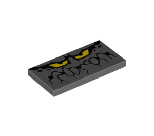 LEGO Tile 2 x 4 with Grumpy Rock Face with Yellow Eyes (30729 / 87079)