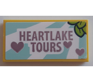 LEGO Tile 2 x 4 with Heartlake Tours Hearts and Leaves Sticker (87079)