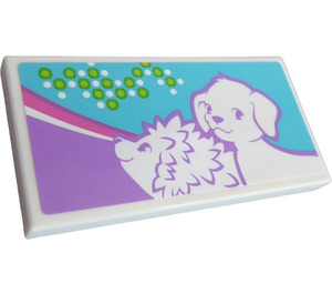 LEGO Tile 2 x 4 with Hedgehog and Dog Sticker (87079)