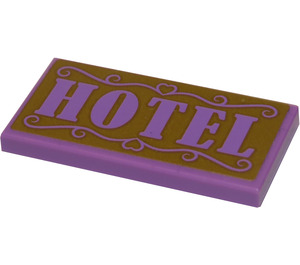LEGO Tile 2 x 4 with HOTEL Sign Sticker (87079)