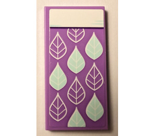 LEGO Tile 2 x 4 with lavender bedding with leaves Sticker (87079)