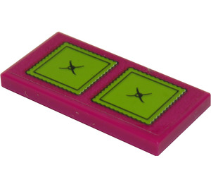 LEGO Tile 2 x 4 with Lime Cushions Sticker (87079)