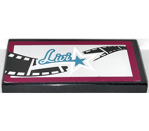 LEGO Fliese 2 x 4 mit "Livi" und Background Film Reel Aufkleber (87079)