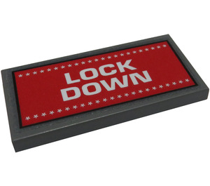 LEGO Tile 2 x 4 with 'LOCK DOWN' Sticker (87079)
