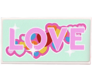 LEGO Tile 2 x 4 with 'LOVE' Sticker (87079)