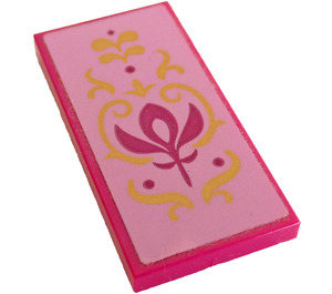 LEGO Tile 2 x 4 with Magenta Crest, Gold Scrollwork Sticker (87079)