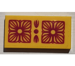 LEGO Tile 2 x 4 with Magenta Flowers Sticker (87079)