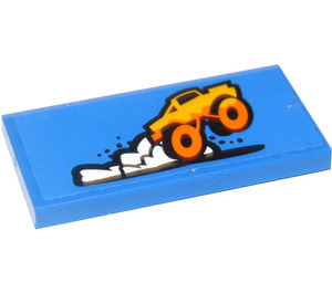 LEGO Tile 2 x 4 with Orange Monster Truck and White Dust Pattern Sticker (87079)