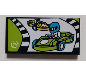 LEGO Tile 2 x 4 with Race in TV Sticker (87079)