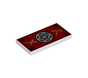 LEGO Tile 2 x 4 with Red, Black and Gold Ninjago Decoration (87079)