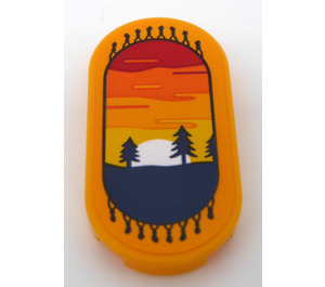 LEGO Tile 2 x 4 with Rounded Ends with Carpet with a Sunset and Fir Trees Sticker (66857)