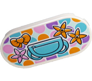 LEGO Tile 2 x 4 with Rounded Ends with Figure Clothing, Flowers and Rounds Sticker (66857)