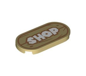 LEGO Tile 2 x 4 with Rounded Ends with 'SHOP' (66857 / 105679)