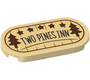 LEGO Tile 2 x 4 with Rounded Ends with 'TWO PINES INN' Sticker (66857)