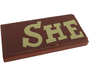 LEGO Tile 2 x 4 with SHE (Left Side) Sticker (87079)