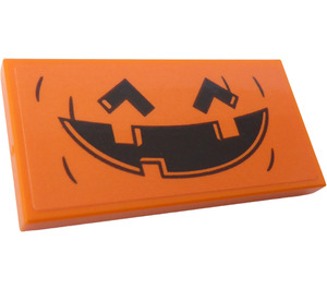 LEGO Tile 2 x 4 with Smiling Pumpkin Face Sticker (87079)