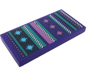 LEGO Tile 2 x 4 with Star Patterned Rug Sticker (87079)