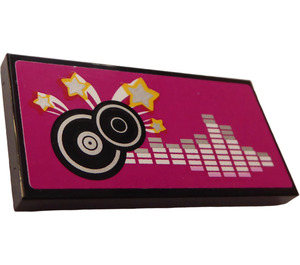 LEGO Tile 2 x 4 with Stars and Speakers Sticker (87079)