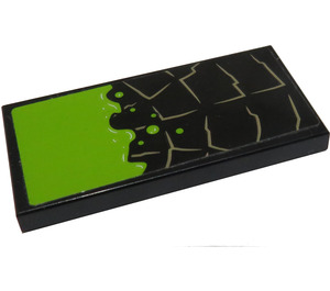 LEGO Tile 2 x 4 with Stone Outline and Lime Bubbling Slime Sticker (87079)