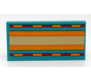 LEGO Tile 2 x 4 with Striped Rug Sticker (87079)