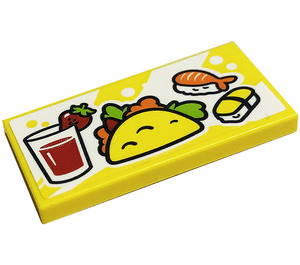 LEGO Tuile 2 x 4 avec Sushi, Strawberry, Tacos, Shrimp Autocollant (87079)