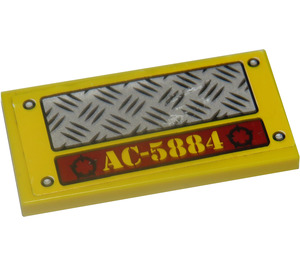 LEGO Tile 2 x 4 with Tread Plate, 'AC-5884' Sticker (87079)