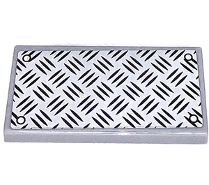 LEGO Tile 2 x 4 with Tread Plate and Rivets (Silver Rivets) Sticker (87079)