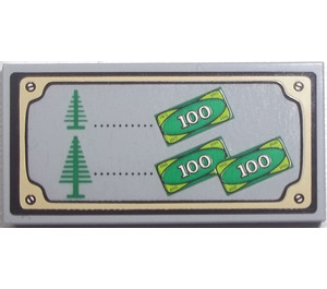 LEGO Tile 2 x 4 with Trees and Money Sticker (87079)