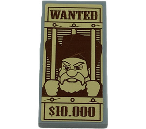 LEGO Tile 2 x 4 with WANTED, Bearded Man Behind Bars, $10.000 Sticker (87079)
