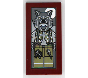 LEGO Tile 2 x 4 with Werewolf Portrait Sticker (87079)