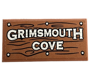 LEGO Tile 2 x 4 with Wood Grimsmouth Cove with Rivets Sticker (87079)