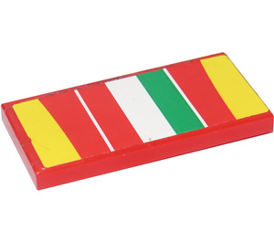 LEGO Tuile 2 x 4 avec Jaune, rouge, blanc et Green Rayures Autocollant (87079)