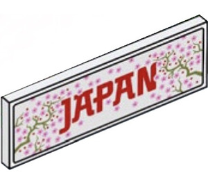 LEGO Tile 2 x 6 with Cherry Blossom and Red 'JAPAN' Sticker (69729)