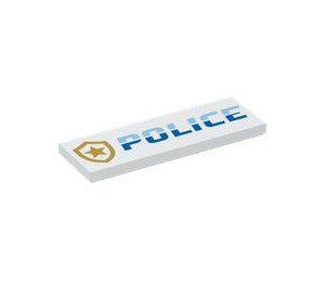LEGO Fliese 2 x 6 mit Gold Badge und 'Polizei' (69729 / 101358)