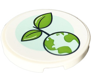 LEGO Tile 3 x 3 Round with Earth, Plant Sticker (67095)