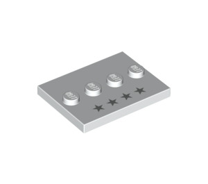 LEGO Tile 3 x 4 with Four Studs with Four Silver Stars (17836 / 26867)