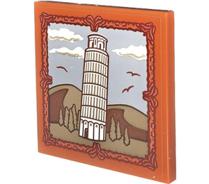 LEGO Tile 4 x 4 with Leaning Tower of Pisa Sticker (1751)