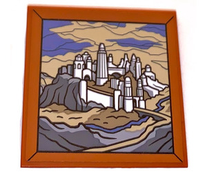 LEGO Tile 4 x 4 with Painting of Helm's Deep Sticker (1751)