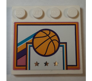LEGO Tile 4 x 4 with Studs on Edge with Basketball and gold stars Sticker (6179)