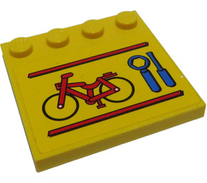 LEGO Tile 4 x 4 with Studs on Edge with Bike and Tools Sticker (6179)