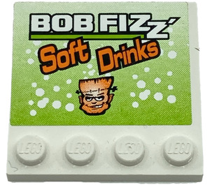 LEGO Tile 4 x 4 with Studs on Edge with 'BOB FIZZ' and 'Soft Drinks' Sticker (6179)
