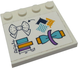 LEGO Tile 4 x 4 with Studs on Edge with Bow Craft Pattern Sticker (6179)
