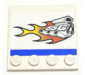 LEGO Tile 4 x 4 with Studs on Edge with 'BSC', Engine, Flame (Right) Sticker (6179)