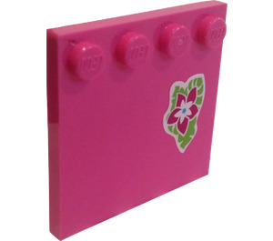 LEGO Tile 4 x 4 with Studs on Edge with Lavender Flower and Leaves Sticker (6179)