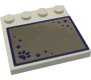 LEGO Tile 4 x 4 with Studs on Edge with Mirror and Paw Print Sticker (6179)