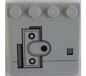 LEGO Tile 4 x 4 with Studs on Edge with Oval and Rectangular Hatch with 3 Black Buttons Sticker (6179)