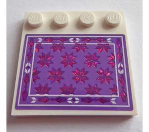 LEGO Tile 4 x 4 with Studs on Edge with Sheet and Flowers Sticker (6179)